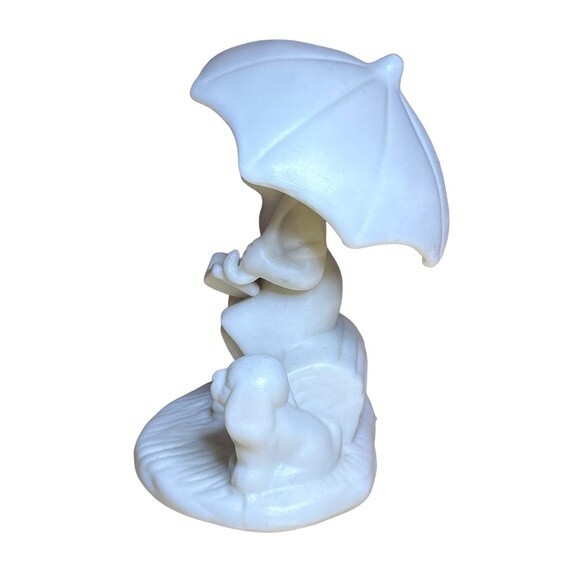 Little Girl with Umbrella + Puppy Dog Reading Book Whimsical Porcelain Figurine - Picture 4 of 11